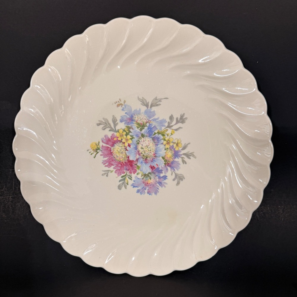 Royal China Sebring Ohio Honey Lee Floral Swirl Scalloped 10 Inch Dinner Plate *
